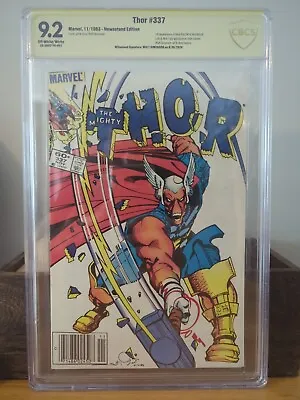 Buy Thor #337  CBCS 9.2 Off W/W + NEWSSTAND  1st Beta Ray Bill 1983 - Signed • 179.69£