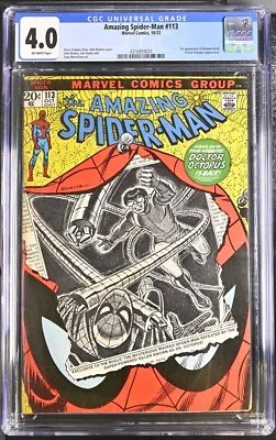Buy The Amazing Spider-Man #113 1972 Bronze Age, John Romita Sr. Key Issue CGC 4.0 • 55.19£