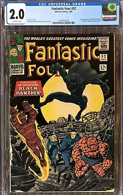 Buy Fantastic Four #52 CGC 2.0 (1966) 1st App Of Black Panther *👀😁 • 355.77£