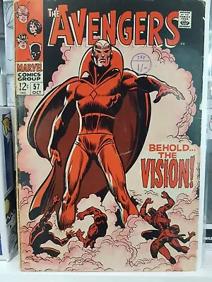 Buy Marvel Comics AVENGERS #57 - 1st Appearance THE VISION - Silver Age 1968 CLASSIC • 175£