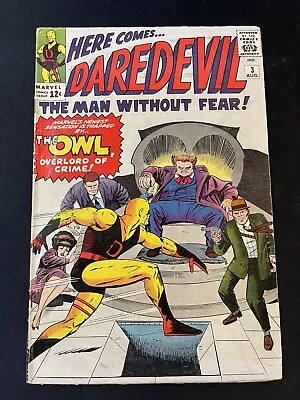 Buy Daredevil #3 1st App. And Origin Of The Owl! 1964 Yellow Suit Sharp Unpressed • 196.86£