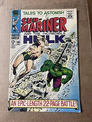 Buy Tales To Astonish #100 (1968)  Hulk Vs Sub-mariner! • 47.17£