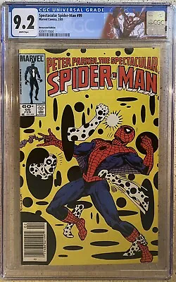 Buy SPECTACULAR SPIDER-MAN #99 Newsstand (1985) CGC 9.2 NM- 1st Spot Cover • 71.92£
