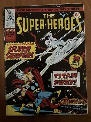 Buy The Super-Heroes 8 Silver Surfer 4 Reprint THOR Marvel Comics  UK April 1975 Lot • 0.99£