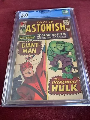 Buy Vintage 1964 Marvel Silver Age Tales To Astonish #60 CGC 5.0 Hulk Stories Begin! • 88.03£