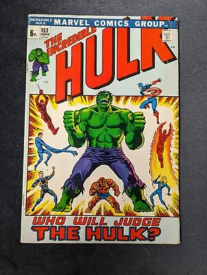 Buy INCREDIBLE HULK #152 Fantastic Four, Daredevil & Captain America Appearance  • 10£
