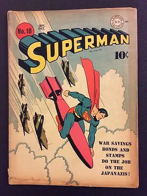 Buy SUPERMAN #18 Golden Age Comic DC 1942 SHUSTER SIEGEL Complete 10 Cent NICE BOOK! • 989.47£
