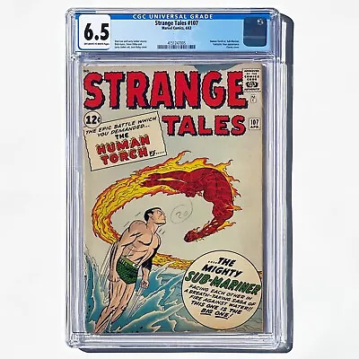 Buy Strange Tales #107 CGC 6.5 OWW 1963 Human Torch Vs Namor The Sub-Mariner. • 512.44£