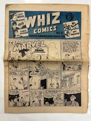 Buy WHIZ COMICS AUSTRALIAN NEWSPAPER  #2 FAWCETT Reprint Captain Marvel 1943 VG- • 300.93£