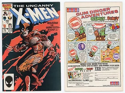 Buy Uncanny X-Men #212 (FN 6.0) 1st Wolverine Vs Sabretooth Iconic BWS Cover 1986 • 15.83£