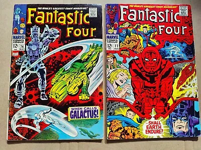 Buy Fantastic Four 74 77 Silver Surfer Jack Kirby VG+ To VG/FN Midgrade Lot 1968 • 43.47£