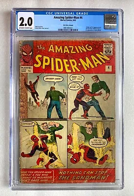 Buy Amazing Spider-man #4 Cgc 2.0 1st App Sandman 1963 Rare Uk Variant Mcu Spidey • 1,499.99£