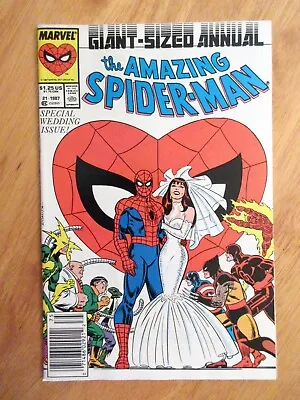 Buy AMAZING SPIDER-MAN Annual #21 *1987 Spidey Wedding Key!* (NM-/9.0) *Newsstand!* • 22.92£