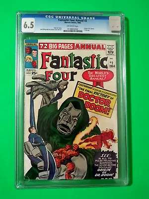 Buy FANTASTIC FOUR # 2 Annual 1964 Doctor Doom Origin CGC Grade 6.5 Marvel Comic • 869.67£