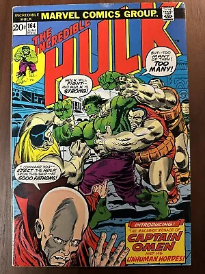 Buy Incredible Hulk #164 FN 1st Captain Omen (Marvel 1973) • 11.92£