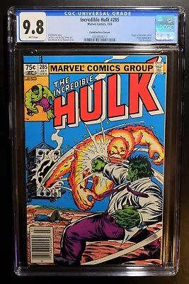 Buy Incredible Hulk #285 Cgc 9.8 - White Pages *75¢ Canadian Price Variant* • 236.39£