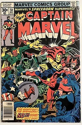 Buy Captain Marvel #50 VG (1977) 🔑 KEY: 1st Dr. Menerva - Newsstand Issue • 9.86£