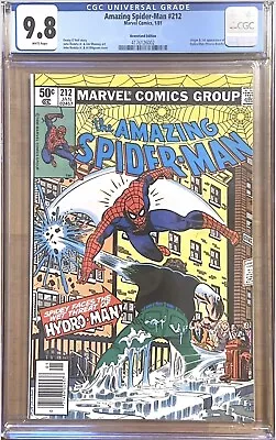 Buy Amazing Spider-Man #212 CGC 9.8 White Pages 1981 Newsstand- 1st App. Hydro Man • 264.62£
