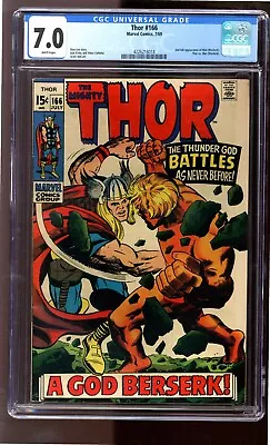 Buy 1969 Thor 166 Cgc 7.0 White Pages Marvel More Books Original Owner Collection • 189.19£