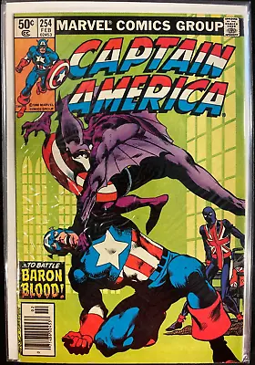 Buy 1980 Feb #254 Captain America 50 Cent Comic Book Run *battle Of Baron Blood*  D • 7.91£