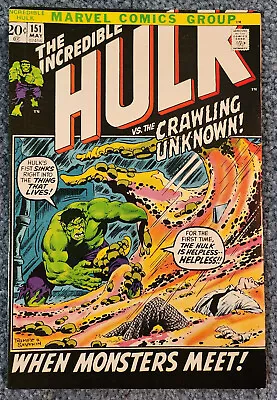 Buy Incredible Hulk #151 Marvel Comics 1972 Crawling Unknown - FN/VF • 14.47£