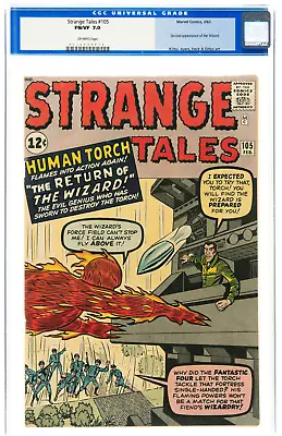Buy Strange Tales #105 - CGC 7.0 Old Label - 2nd App The Wizard - Marvel Comics 1963 • 55.19£