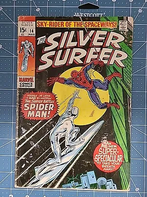 Buy 15C THE SILVER SURFER #14. Featuring SPIDERMAN!! 1970 Marvel. • 49.06£