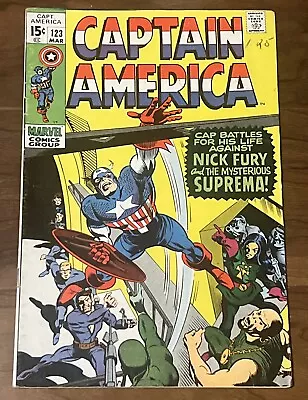 Buy Captain America #123 1st Appearance Suprema! Gene Colan Art! Marvel 1970 • 14.52£