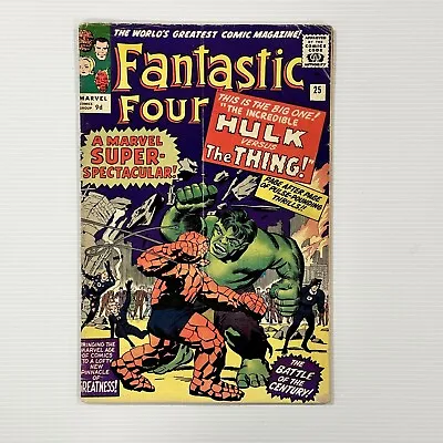 Buy Fantastic Four #25 1964 GD/VG Hulk Vs Thing, 2nd Silver Captain America Pence • 192£