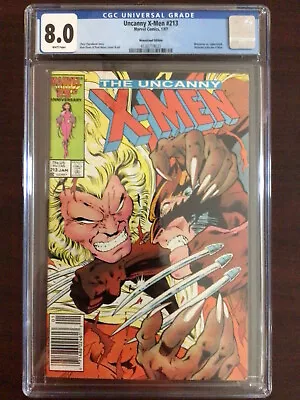 Buy CGC 8.0 Uncanny X-Men 213 Wolverine Sabretooth Mutant Massacre White Pages • 39.58£