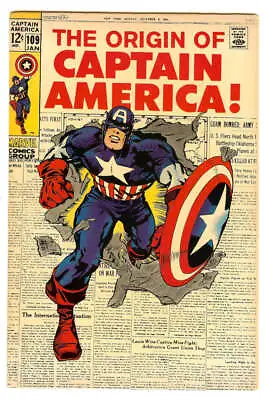 Buy Captain America #109 7.5 // Origin Of Captain America Retold Marvel Comics 1969 • 156.91£