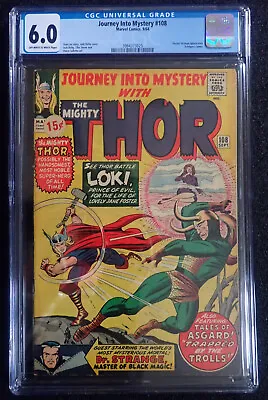 Buy Journey Into Mystery #108  CGC 6.0 OW/WH  Loki Thor Doctor Strange 1964 • 125.35£