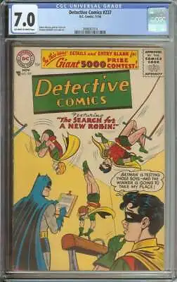 Buy Detective Comics #237 Cgc 7.0 Ow/wh Pages // Sheldon Moldoff Cover/art 1956 • 386.05£