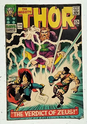 Buy Thor # 129 Marvel 1966 The Verdict Of Zeus 1st App Ares Stan Lee Jack Kirby Art • 38.55£