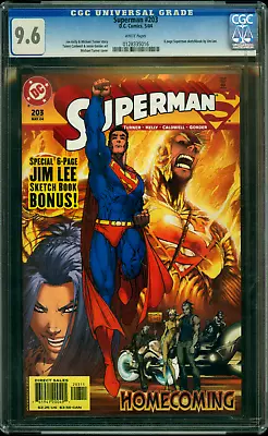 Buy SUPERMAN #203 CGC 9.6 Michael Turner Cover Jim Lee Sketchbook 204 DC Comics 2004 • 40.21£