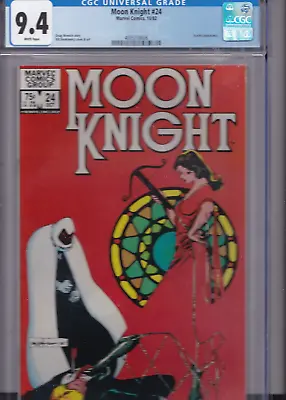Buy MOON KNIGHT #24 CGC 9.4 NM WHITE 1982 Sienkiewicz Negative Space Scarlet Cover • 47.93£
