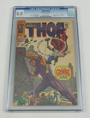 Buy Thor #140 CGC 8.0 - Kang - 1st Appearance Of The Growing Man - Silver Age 1967 • 399.75£