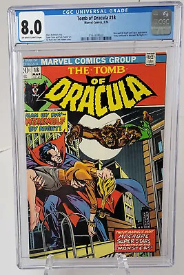 Buy Marvel Comics Tomb Of Dracula #18 CGC 8.0 Werewolf By Night Crossover • 177.88£