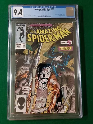 Buy Amazing Spider-Man #294 CGC 9.4 White Pages Death Of Kraven The Hunter 1987 • 60.32£