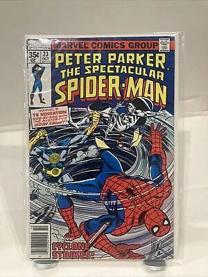 Buy Spectacular Spider-Man #23 (Marvel 1978) Cyclone Vs. Moon Knight Newsstand • 9.46£