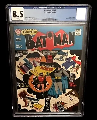 Buy BATMAN #213 CGC 8.5 WP 30th ANNIVERSARY ORIGIN OF ROBIN CLAYFACE DC COMICS 1969 • 268.16£