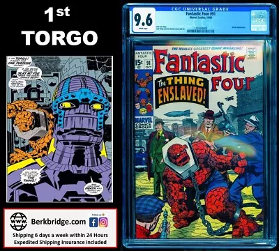 Buy FANTASTIC FOUR 91 CGC 9.6 UNPRESSED WHITE PAGES NICE AS 9.8 💎 1st TORGO 10/69 • 353.59£