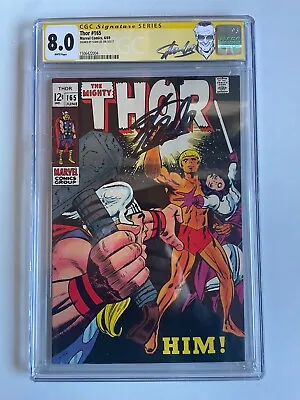 Buy Thor 165 CGC 8.0 SS WP Signed By Stan Lee HIM 1969 • 1,559.06£