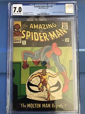 Buy Marvel Comics Amazing Spiderman 35 Molten Man  Appearance CGC 7.0 1966 • 250£