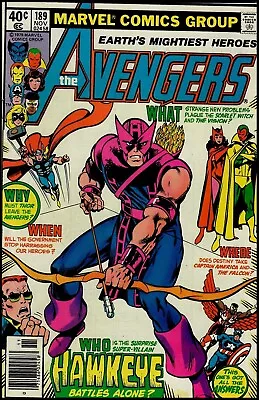Buy Avengers (1963 Series) #189 Mark Jewelers Variant VG/F Condition • Marvel • 1979 • 11.98£