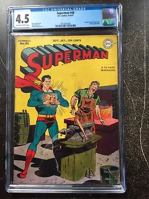 Buy SUPERMAN #48 CGC VG+ 4.5; OW-W; 1st Superman Time Travel Story; Luthor App.! • 395.76£