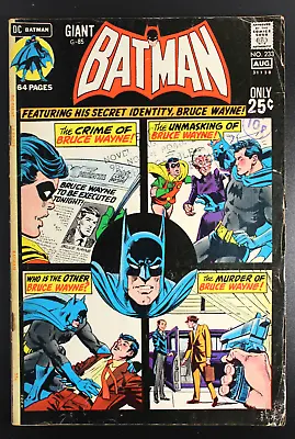 Buy Batman #233 DC Comics 1971 Giant 64 Pages - Bruce Wayne Issue VG • 7.99£