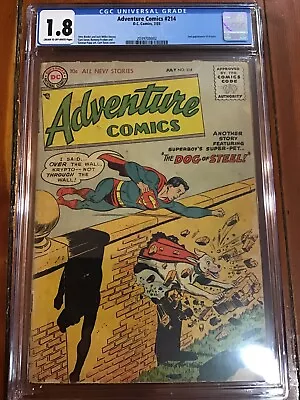 Buy Vintage 1955 ADVENTURE COMICS DC COMIC #214 / Graded Comic CGC 1.8 / 2nd KRYPTO • 1,024.47£