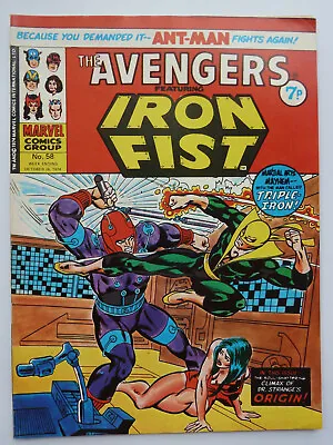 Buy The Avengers #58 - Iron Fist Marvel Comics Group UK 26 October 1974 F/VF 7.0 • 7.25£