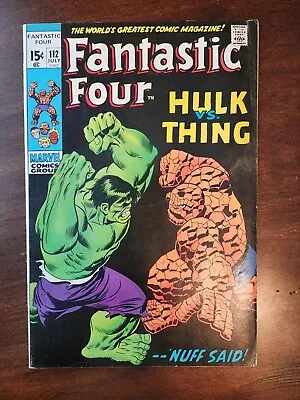 Buy 1971 Marvel Comics Fantastic Four #112 - Hulk VS. Thing • 104.47£